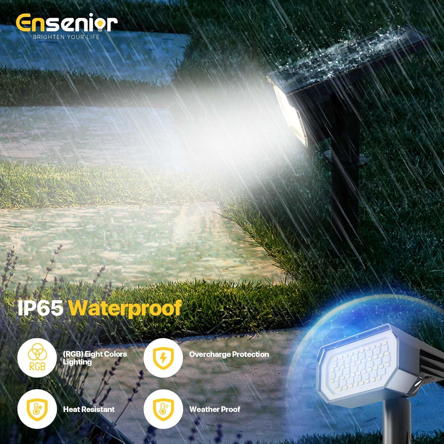 imageEnsenior Solar Spotlights Outdoor Waterproof RGB 71 Color Changing Mode Outdoor Landscape Lighting Automatic ONOff Solar Powered Spotlight for Yard Garden Pathway 6PackRGB Red  Green  Blue