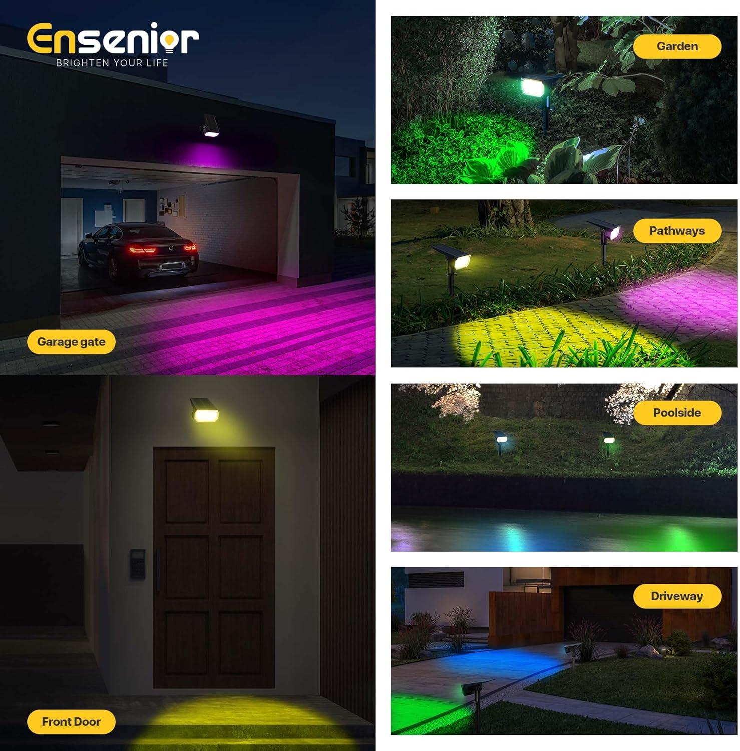 imageEnsenior Solar Spotlights Outdoor Waterproof RGB 71 Color Changing Mode Outdoor Landscape Lighting Automatic ONOff Solar Powered Spotlight for Yard Garden Pathway 6PackRGB Red  Green  Blue