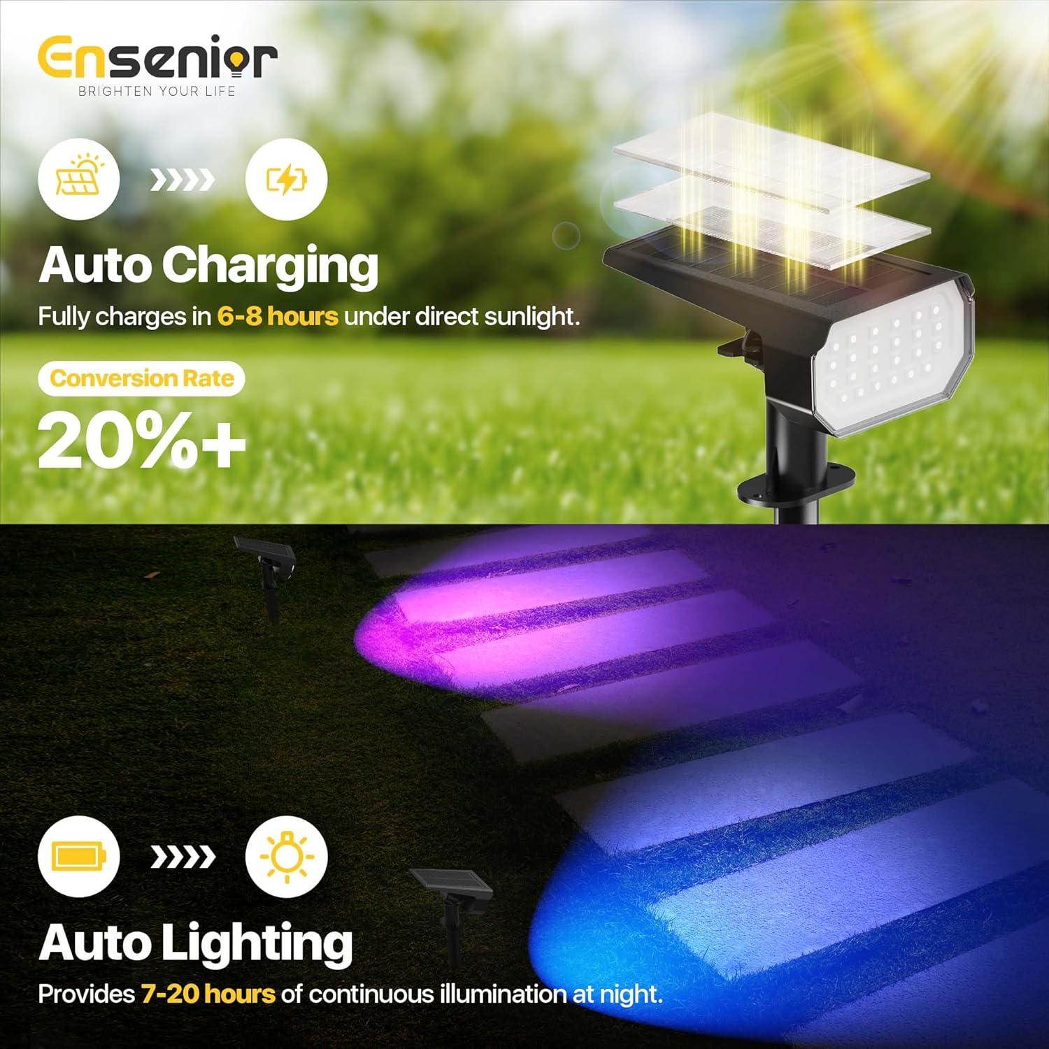 imageEnsenior Solar Spotlights Outdoor Waterproof RGB 71 Color Changing Mode Outdoor Landscape Lighting Automatic ONOff Solar Powered Spotlight for Yard Garden Pathway 6PackRGB Red  Green  Blue