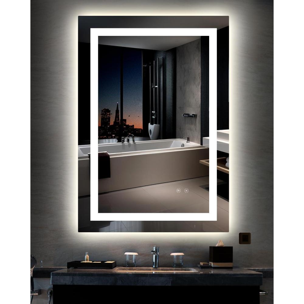 imageEnsenior LED Bathroom Mirror 30quotx 36quot with Front and Backlight Stepless Dimmable Wall Mirrors with AntiFog ShatterProof Memory 3 Colors Modern LED Vanity MirrorFCC36L x 30W