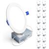 imageEnsenior 16 Pack 6 Inch LED Recessed Ceiling Light Dimmable 2700K5000K 5CCT 1050LM 12W 120V High Brightness Canless Wafer Downlight  ETLampampFCCampampIC6000k  Clear White