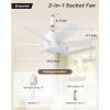 imageEnsenior 205 Inch Socket Fan Light with Remote Dimmable Light Socket Ceiling Fan 3000K6000K 6 Speeds 1800LM Screw in Ceiling Fan with Light Bulb for Bedroom Kitchen Living Room1 Pack