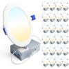 imageEnsenior 24 Pack 6 Inch LED Recessed Ceiling Light Dimmable 2700K5000K 5CCT 1200LM 12W 120V High Brightness Canless Wafer Downlight  ETLampampFCCampampIC5000k4000k3000k  3cct White