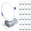 imageEnsenior 24 Pack 6 Inch LED Recessed Ceiling Light Dimmable 2700K5000K 5CCT 1200LM 12W 120V High Brightness Canless Wafer Downlight  ETLampampFCCampampIC5000k  Daylight