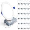 imageEnsenior 24 Pack 6 Inch LED Recessed Ceiling Light Dimmable 2700K5000K 5CCT 1200LM 12W 120V High Brightness Canless Wafer Downlight  ETLampampFCCampampIC6000k  Clear White