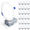 imageEnsenior 24 Pack 6 Inch LED Recessed Light Dimmable 6000K Clear White 1200LM High Brightness 12W 120V Damp Rated UltraThin Canless Wafer Ceiling Light  ETL ampamp FCC ampamp IC5000k  Daylight