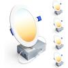 imageEnsenior 4 Pack 6 Inch LED Recessed Light Dimmable 2700K5000K 5CCT 1200LM High Brightness 12W 120V Damp Rated UltraThin Canless Wafer Ceiling Light  ETL ampamp FCC ampamp IC5000k4000k3500k3000k2700k  5cct White