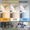 imageEnsenior 52 Inch Ceiling Fans with Lights and Remote White Gold Ceiling Fan with Light Dimmable 6 Speeds 3CCT and Memory Function Reversible DC Motor Modern Ceiling Fan for Bedroom and Living RoomGold