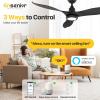imageEnsenior 52 Inch Smart Ceiling Fans with Lights and Remote Control via Alexa Google Voice App 6 Speeds Reversible DC Motor 3000K6000K Dimmable LED Black bedroom ceiling fan with lights  3 Blades3Blade