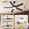 imageEnsenior 52 Inch Smart Ceiling Fans with Lights and Remote Control via Alexa Google Voice App 6 Speeds Reversible DC Motor 3000K6000K Dimmable LED Black bedroom ceiling fan with lights  3 Blades5Blade