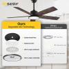 imageEnsenior 52 Inch Smart Ceiling Fans with Lights and Remote Control via Alexa Google Voice App 6 Speeds Reversible DC Motor 3000K6000K Dimmable LED Black bedroom ceiling fan with lights  3 Blades5Blade