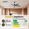 imageEnsenior 52 Inch Smart Ceiling Fans with Lights and Remote Control via Alexa Google Voice App 6 Speeds Reversible DC Motor 3000K6000K Dimmable LED Black bedroom ceiling fan with lights  3 Blades5Blade