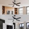 imageEnsenior 52 Inch Smart Ceiling Fans with Lights and Remote Control via Alexa Google Voice App 6 Speeds Reversible DC Motor 3000K6000K Dimmable LED Black bedroom ceiling fan with lights  3 Blades5Blade