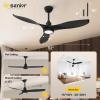 imageEnsenior 52 Inch Smart Ceiling Fans with Lights and Remote Control via Alexa Google Voice App 6 Speeds Reversible DC Motor 3000K6000K Dimmable LED Black bedroom ceiling fan with lights  3 Blades3Blade