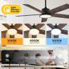 imageEnsenior 52 Inch Smart Ceiling Fans with Lights and Remote Control via Alexa Google Voice App 6 Speeds Reversible DC Motor 3000K6000K Dimmable LED Black bedroom ceiling fan with lights  3 Blades5Blade