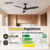 imageEnsenior 52 Inch Smart Ceiling Fans with Lights and Remote Control via Alexa Google Voice App 6 Speeds Reversible DC Motor 3000K6000K Dimmable LED Black bedroom ceiling fan with lights  3 Blades3Blade