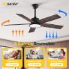 imageEnsenior 52 Inch Smart Ceiling Fans with Lights and Remote Control via Alexa Google Voice App 6 Speeds Reversible DC Motor 3000K6000K Dimmable LED Black bedroom ceiling fan with lights  3 Blades5Blade