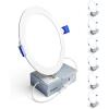 imageEnsenior 6 Pack 4 Inch LED Recessed Light Dimmable 3000K Warm White 750LM High Brightness 9W 120V Damp Rated UltraThin Canless Wafer Ceiling Light  ETL ampamp FCC ampamp IC6000k  Clear White