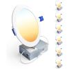 imageEnsenior 6 Pack 4 Inch LED Recessed Light Dimmable 3000K Warm White 750LM High Brightness 9W 120V Damp Rated UltraThin Canless Wafer Ceiling Light  ETL ampamp FCC ampamp IC5000k4000k3500k3000k2700k  5cct White