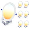 imageEnsenior 6 Pack 4 Inch LED Recessed Light Dimmable 3000K Warm White 750LM High Brightness 9W 120V Damp Rated UltraThin Canless Wafer Ceiling Light  ETL ampamp FCC ampamp IC5000k4000k3500k3000k2700k  5cct White