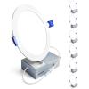 imageEnsenior 6 Pack 4 Inch LED Recessed Light Dimmable 3000K Warm White 750LM High Brightness 9W 120V Damp Rated UltraThin Canless Wafer Ceiling Light  ETL ampamp FCC ampamp IC4000k  Cool White