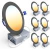 imageEnsenior 6 Pack 4 Inch LED Recessed Light Dimmable 3000K Warm White 750LM High Brightness 9W 120V Damp Rated UltraThin Canless Wafer Ceiling Light  ETL ampamp FCC ampamp IC5000k4000k3500k3000k2700k  5cct Black