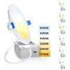 imageEnsenior 6 Pack 4 Inch LED Recessed Light Dimmable 3000K Warm White 750LM High Brightness 9W 120V Damp Rated UltraThin Canless Wafer Ceiling Light  ETL ampamp FCC ampamp IC6000k5000k4000k3500k3000k2700k  6cct white