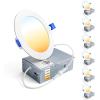 imageEnsenior 6 Pack 4 Inch LED Recessed Light Dimmable 3000K Warm White 750LM High Brightness 9W 120V Damp Rated UltraThin Canless Wafer Ceiling Light  ETL ampamp FCC ampamp IC5000k4000k3500k3000k2700k  5cct White