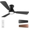 imageEnsenior Ceiling Fans with Lights 42 Inch Low Profile Ceiling Fan with Light and Remote Flush Mount 3CCT Reversible Motor Noiseless Black Ceiling Fan for Bedroom and Living RoomBlack