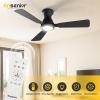 imageEnsenior Ceiling Fans with Lights 42 Inch Low Profile Ceiling Fan with Light and Remote Flush Mount 3CCT Reversible Motor Noiseless Black Ceiling Fan for Bedroom and Living RoomBlack
