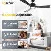 imageEnsenior Ceiling Fans with Lights 42 Inch Low Profile Ceiling Fan with Light and Remote Flush Mount 3CCT Reversible Motor Noiseless Black Ceiling Fan for Bedroom and Living RoomBlack