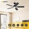 imageEnsenior Ceiling Fans with Lights and Remote 52 Inch Black Ceiling Fan with Light 6 Speeds 3CCT Noiseless Reversible DC Motor Modern Ceiling Fan for Bedroom and Living Room  5 Blades5Blade