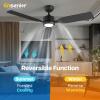 imageEnsenior Ceiling Fans with Lights and Remote 52 Inch Black Ceiling Fan with Light 6 Speeds 3CCT Noiseless Reversible DC Motor Modern Ceiling Fan for Bedroom and Living Room  5 Blades3Blade