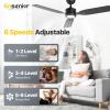 imageEnsenior Ceiling Fans with Lights and Remote 52 Inch Black Ceiling Fan with Light 6 Speeds 3CCT Noiseless Reversible DC Motor Modern Ceiling Fan for Bedroom and Living Room  5 Blades3Blade