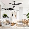 imageEnsenior Ceiling Fans with Lights and Remote 52 Inch Black Ceiling Fan with Light 6 Speeds 3CCT Noiseless Reversible DC Motor Modern Ceiling Fan for Bedroom and Living Room  5 Blades3Blade