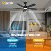 imageEnsenior Ceiling Fans with Lights and Remote 52 Inch Black Ceiling Fan with Light 6 Speeds 3CCT Noiseless Reversible DC Motor Modern Ceiling Fan for Bedroom and Living Room  5 Blades5Blade