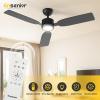 imageEnsenior Ceiling Fans with Lights and Remote 52 Inch Black Ceiling Fan with Light 6 Speeds 3CCT Noiseless Reversible DC Motor Modern Ceiling Fan for Bedroom and Living Room  5 Blades3Blade