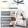 imageEnsenior Ceiling Fans with Lights and Remote 52 Inch Black Ceiling Fan with Light 6 Speeds 3CCT Noiseless Reversible DC Motor Modern Ceiling Fan for Bedroom and Living Room  5 Blades5Blade