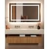 imageEnsenior LED Bathroom Mirror 30quotx 36quot with Front and Backlight Stepless Dimmable Wall Mirrors with AntiFog ShatterProof Memory 3 Colors Modern LED Vanity MirrorFCC60L x 36W