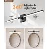 imageEnsenior Modern Bathroom Vanity Light 32 inch Builtin Dimmer 185W Dimmable 5CCT Led Bath Lights Black Bar Vanity Light for Bathroom Mirror Cabinets BedroomFCC CertificatedBlack