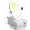 imageEnsenior 1 Pack 6 Inch LED Recessed Light Dimmable 5000K Daylight 1050LM High Brightness 12W 120V Damp Rated UltraThin Canless Wafer Ceiling Light  ETL ampamp FCC ampamp IC6000k5000k4000k3500k3000k2700k  6cct White