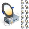 imageEnsenior 12 Pack 6 Inch LED Recessed Ceiling Light Dimmable 2700K5000K 5CCT 1200LM 12W 120V High Brightness Canless Wafer Downlight  ETLampampFCCampampIC5000k4000k3500k3000k2700k  5cct Black