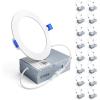 imageEnsenior 16 Pack 6 Inch LED Recessed Ceiling Light Dimmable 2700K5000K 5CCT 1050LM 12W 120V High Brightness Canless Wafer Downlight  ETLampampFCCampampIC2700k  Soft White