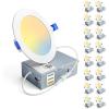 imageEnsenior 16 Pack 6 Inch LED Recessed Ceiling Light Dimmable 2700K5000K 5CCT 1050LM 12W 120V High Brightness Canless Wafer Downlight  ETLampampFCCampampIC5000k4000k3000k  3cct White