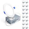 imageEnsenior 16 Pack 6 Inch LED Recessed Ceiling Light Dimmable 2700K5000K 5CCT 1050LM 12W 120V High Brightness Canless Wafer Downlight  ETLampampFCCampampIC6000k  Clear White