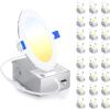 imageEnsenior 24 Pack 6 Inch LED Recessed Ceiling Light Dimmable 2700K5000K 5CCT 1200LM 12W 120V High Brightness Canless Wafer Downlight  ETLampampFCCampampIC6000k5000k4000k3500k3000k2700k  6cct white