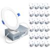 imageEnsenior 24 Pack 6 Inch LED Recessed Ceiling Light Dimmable 2700K5000K 5CCT 1200LM 12W 120V High Brightness Canless Wafer Downlight  ETLampampFCCampampIC6000k  Clear White