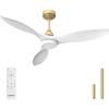 imageEnsenior 52 Inch Ceiling Fans with Lights and Remote White Gold Ceiling Fan with Light Dimmable 6 Speeds 3CCT and Memory Function Reversible DC Motor Modern Ceiling Fan for Bedroom and Living RoomGold