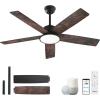 imageEnsenior 52 Inch Smart Ceiling Fans with Lights and Remote Control via Alexa Google Voice App 6 Speeds Reversible DC Motor 3000K6000K Dimmable LED Black bedroom ceiling fan with lights  3 Blades5Blade