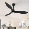 imageEnsenior 52 Inch Smart Ceiling Fans with Lights and Remote Control via Alexa Google Voice App 6 Speeds Reversible DC Motor 3000K6000K Dimmable LED Black bedroom ceiling fan with lights  3 Blades3Blade